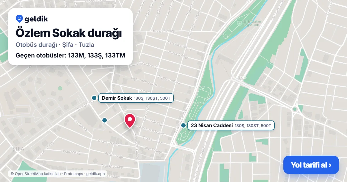 Özlem Sokak otobüs durağı haritada: konumu ve yakındaki duraklar