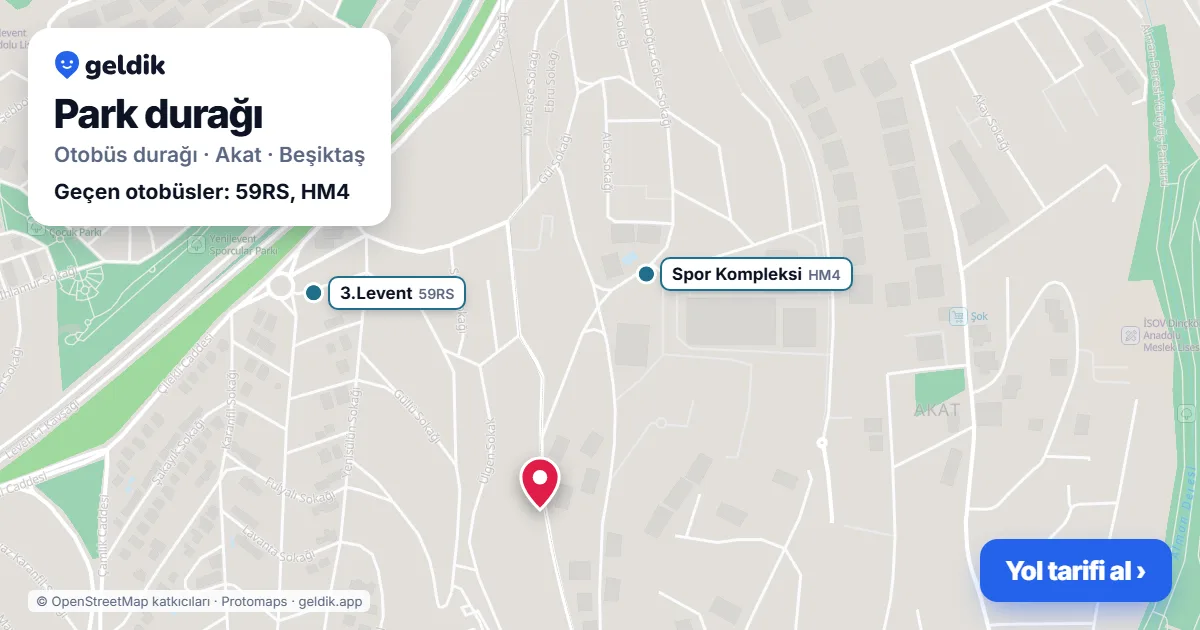 Park otobüs durağı haritada: konumu ve yakındaki duraklar