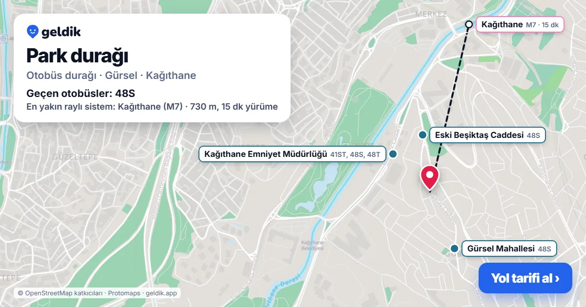 Park otobüs durağı haritada: konumu ve yakındaki duraklar