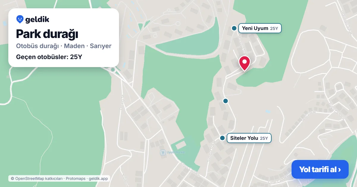 Park otobüs durağı haritada: konumu ve yakındaki duraklar