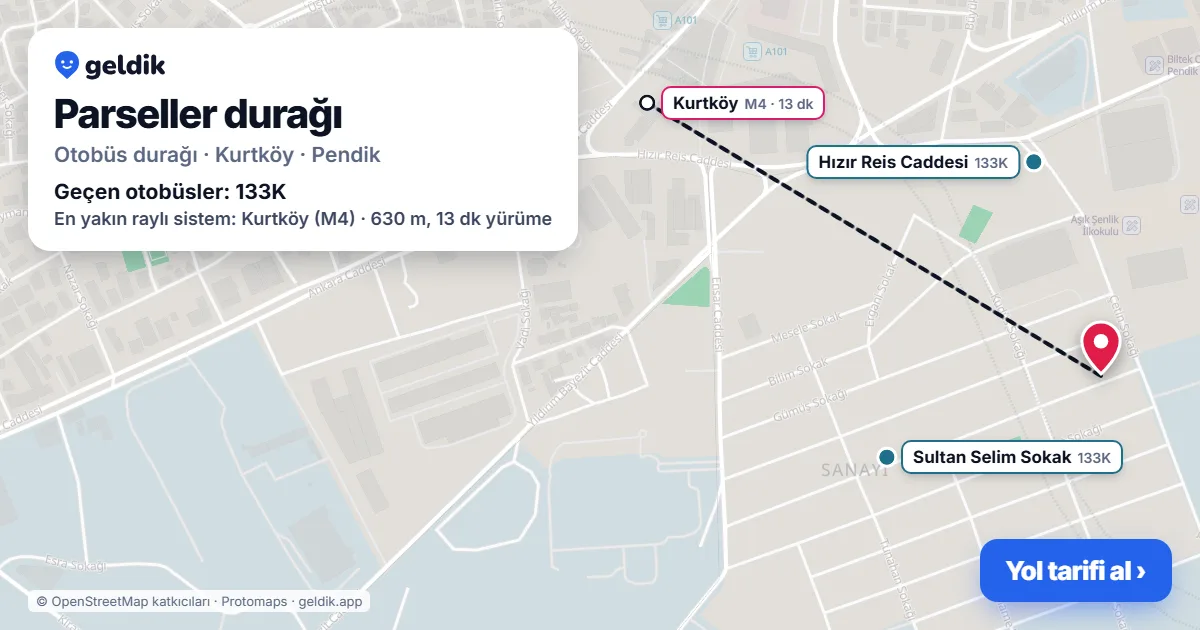 Parseller otobüs durağı haritada: konumu ve yakındaki duraklar
