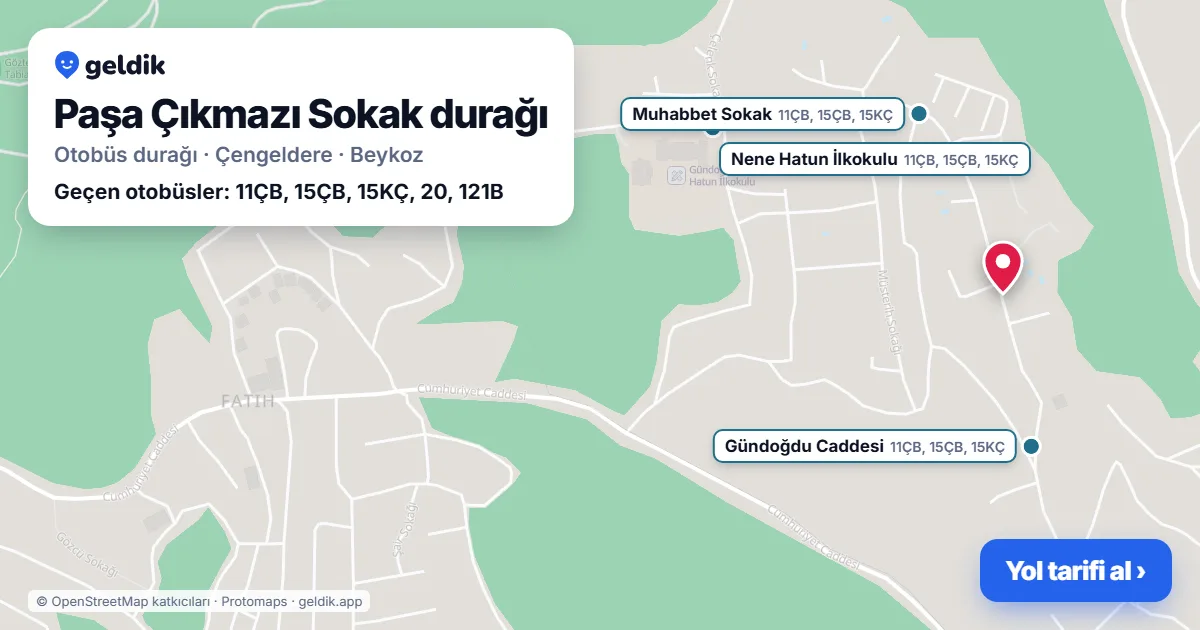 Paşa Çıkmazı Sokak otobüs durağı haritada: konumu ve yakındaki duraklar
