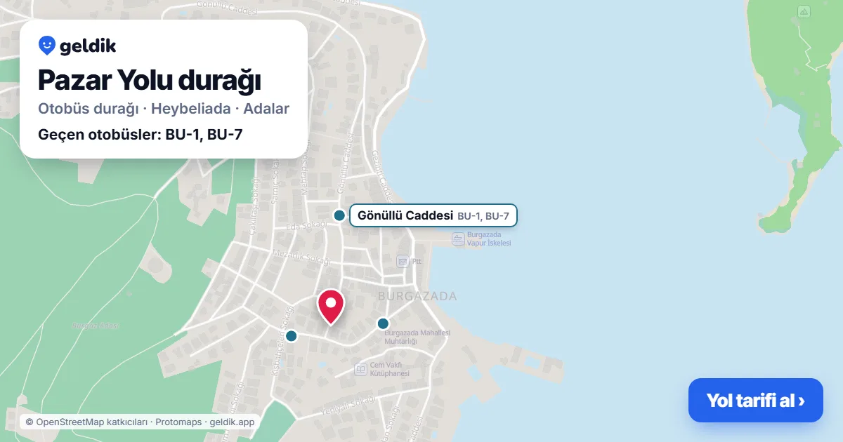 Pazar Yolu otobüs durağı haritada: konumu ve yakındaki duraklar