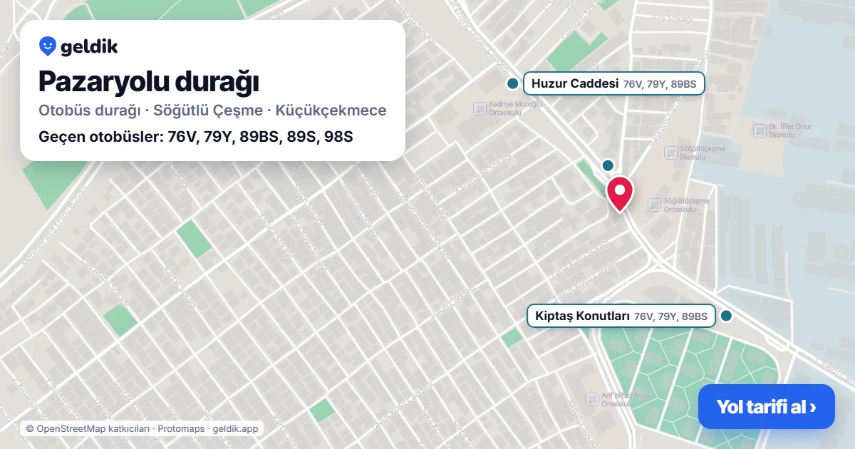 Pazaryolu otobüs durağı haritada: konumu ve yakındaki duraklar
