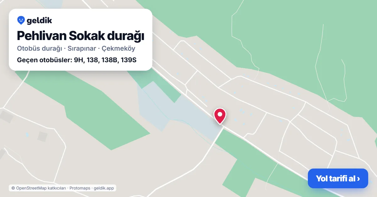 Pehlivan Sokak otobüs durağı haritada: konumu ve yakındaki duraklar