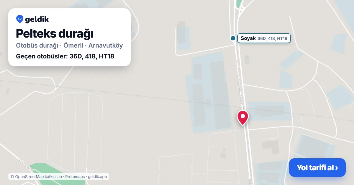 Pelteks otobüs durağı haritada: konumu ve yakındaki duraklar