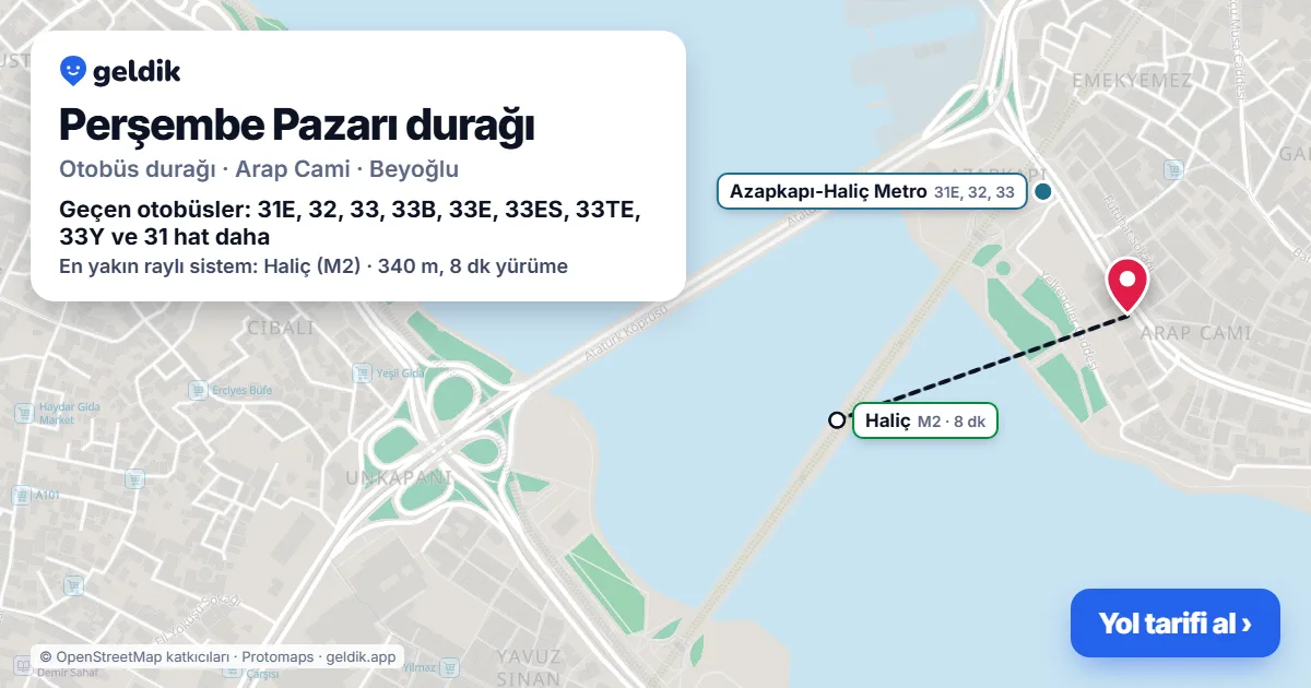 Perşembe Pazarı otobüs durağı haritada: konumu ve yakındaki duraklar