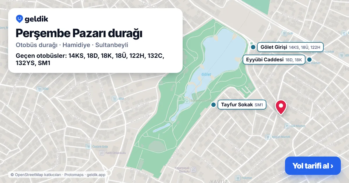 Perşembe Pazarı otobüs durağı haritada: konumu ve yakındaki duraklar