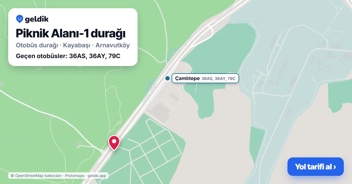 Piknik Alanı-1 otobüs durağı haritada: konumu ve yakındaki duraklar