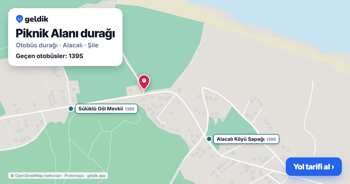 Piknik Alanı otobüs durağı haritada: konumu ve yakındaki duraklar