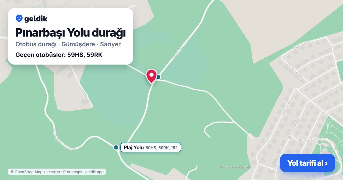 Pınarbaşı Yolu otobüs durağı haritada: konumu ve yakındaki duraklar