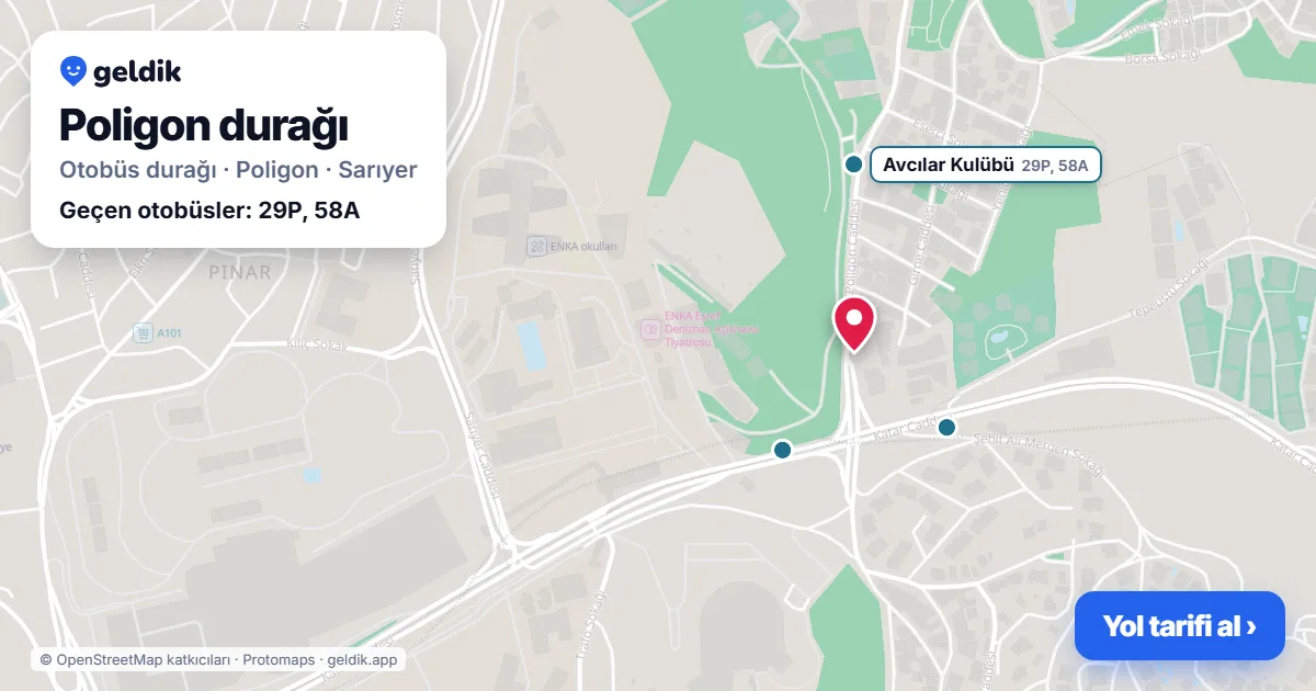 Poligon otobüs durağı haritada: konumu ve yakındaki duraklar