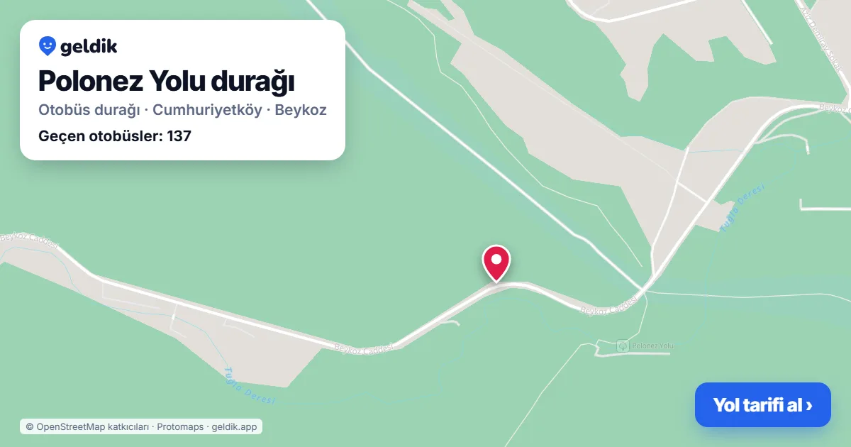 Polonez Yolu otobüs durağı haritada: konumu ve yakındaki duraklar