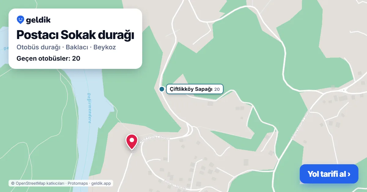 Postacı Sokak otobüs durağı haritada: konumu ve yakındaki duraklar