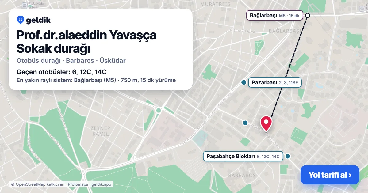 Prof.dr.alaeddin Yavaşça Sokak otobüs durağı haritada: konumu ve yakındaki duraklar