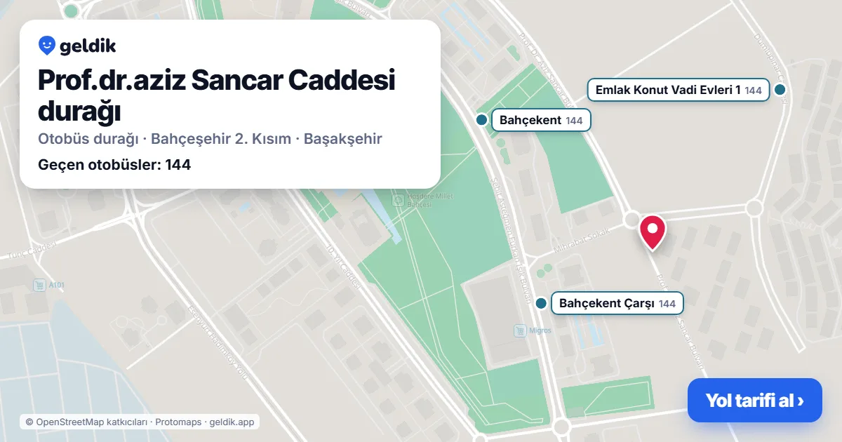 Prof.dr.aziz Sancar Caddesi otobüs durağı haritada: konumu ve yakındaki duraklar