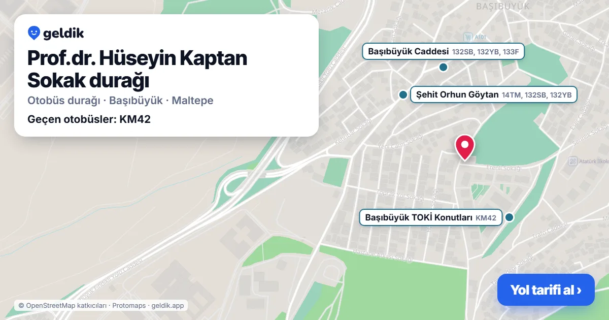 Prof.dr. Hüseyin Kaptan Sokak otobüs durağı haritada: konumu ve yakındaki duraklar