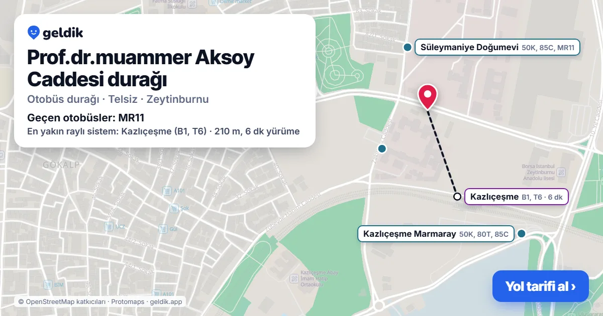 Prof.dr.muammer Aksoy Caddesi otobüs durağı haritada: konumu ve yakındaki duraklar