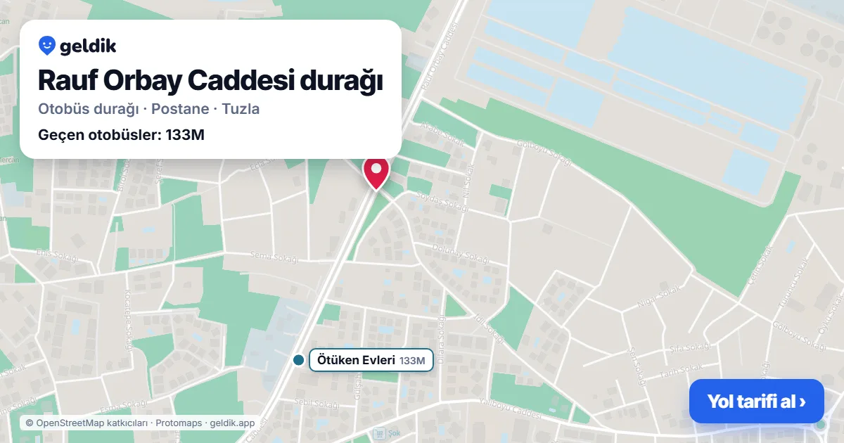 Rauf Orbay Caddesi otobüs durağı haritada: konumu ve yakındaki duraklar