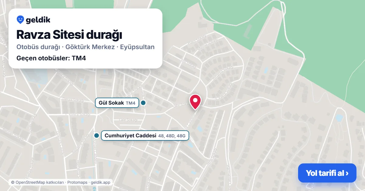 Ravza Sitesi otobüs durağı haritada: konumu ve yakındaki duraklar