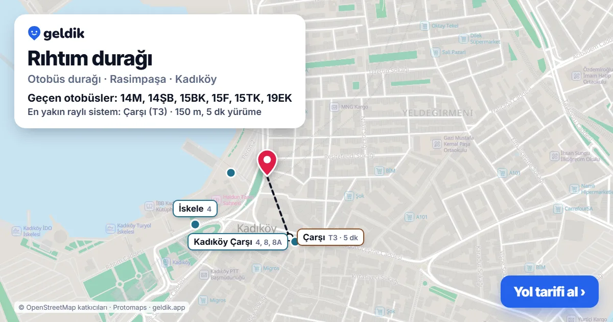 Rıhtım otobüs durağı haritada: konumu ve yakındaki duraklar