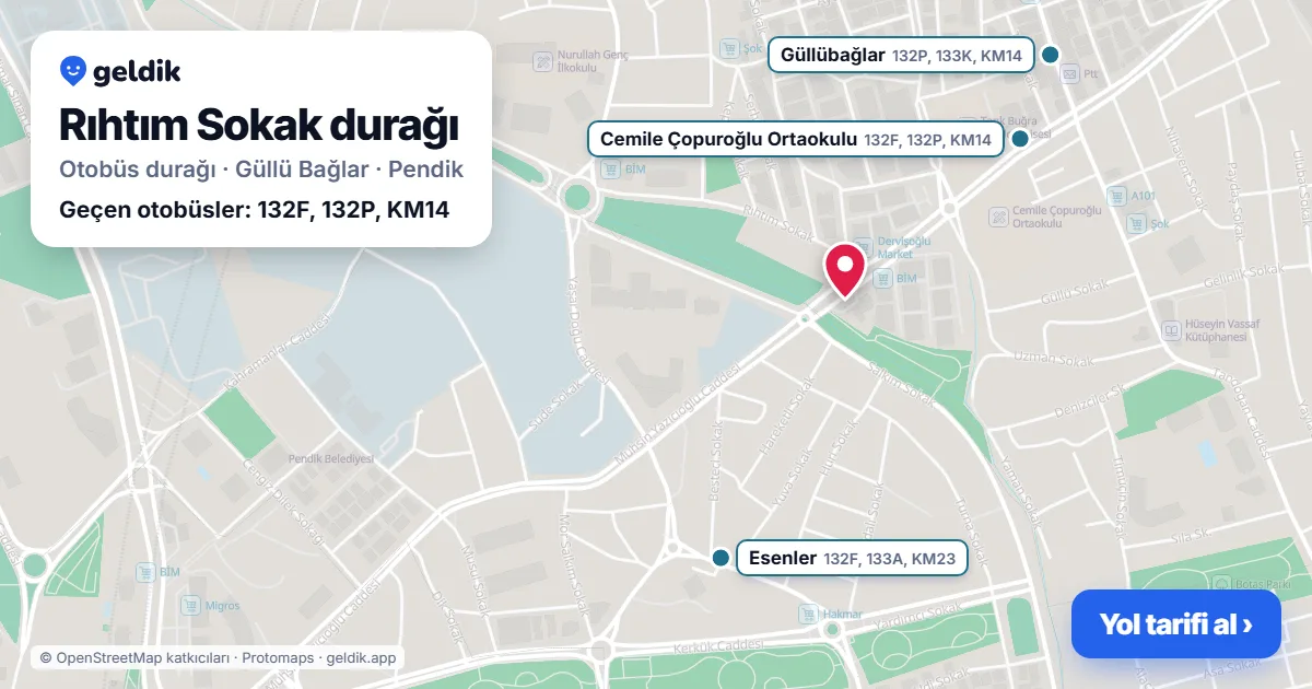 Rıhtım Sokak otobüs durağı haritada: konumu ve yakındaki duraklar