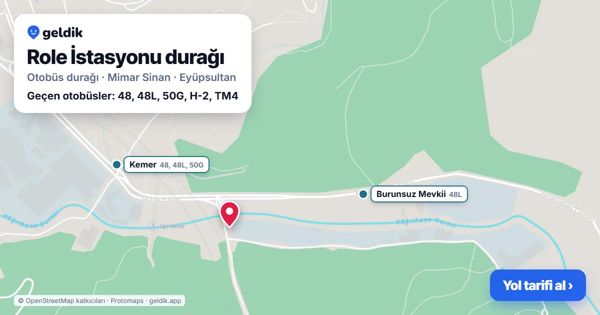 Role İstasyonu otobüs durağı haritada: konumu ve yakındaki duraklar
