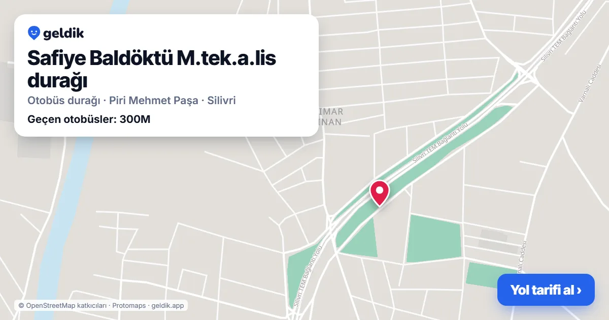 Safiye Baldöktü M.tek.a.lis otobüs durağı haritada: konumu ve yakındaki duraklar