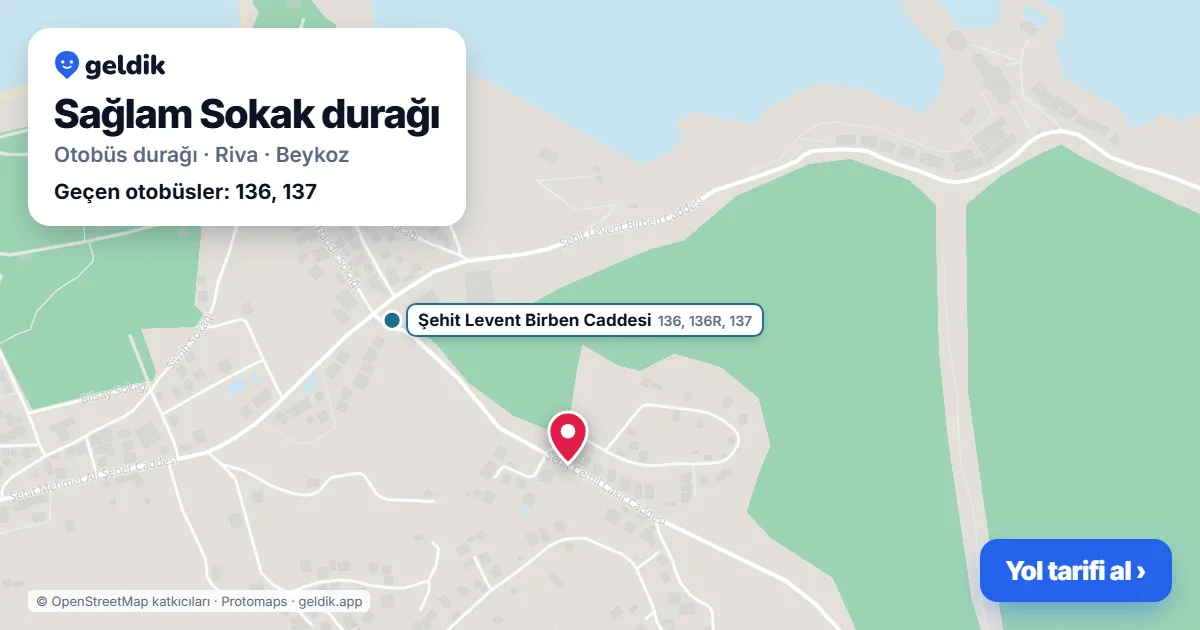 Sağlam Sokak otobüs durağı haritada: konumu ve yakındaki duraklar