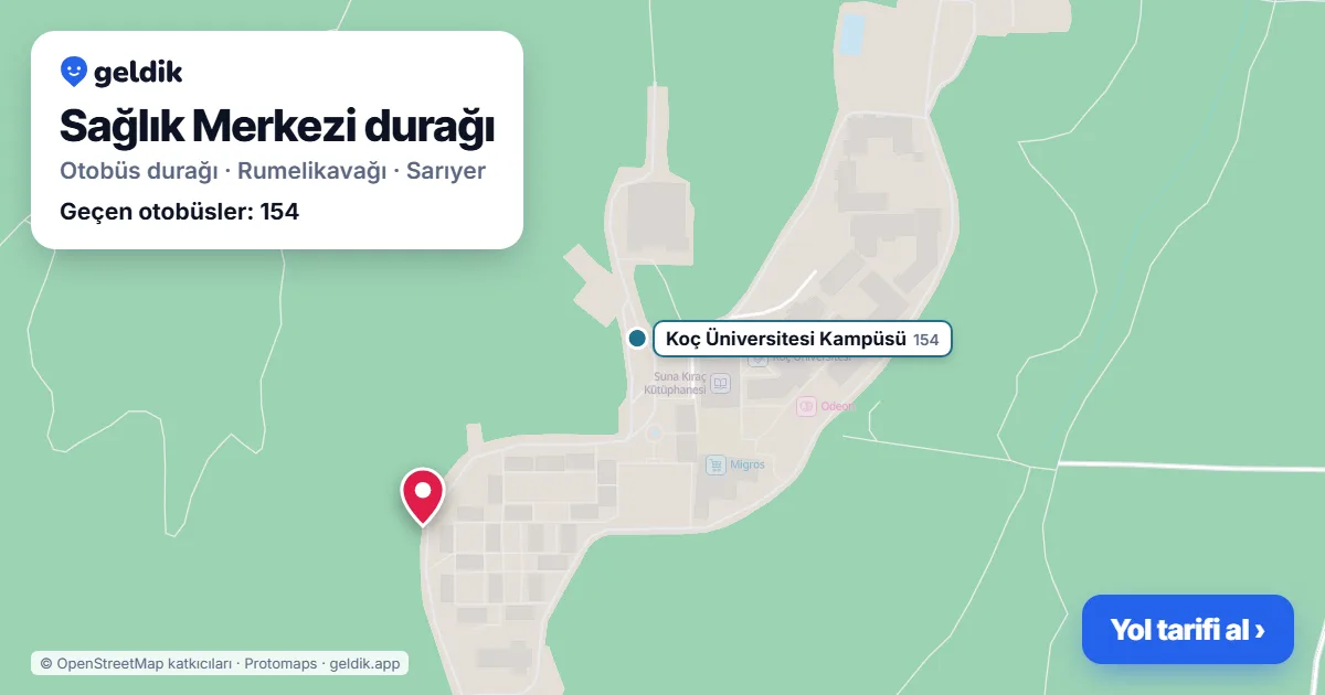 Sağlık Merkezi otobüs durağı haritada: konumu ve yakındaki duraklar
