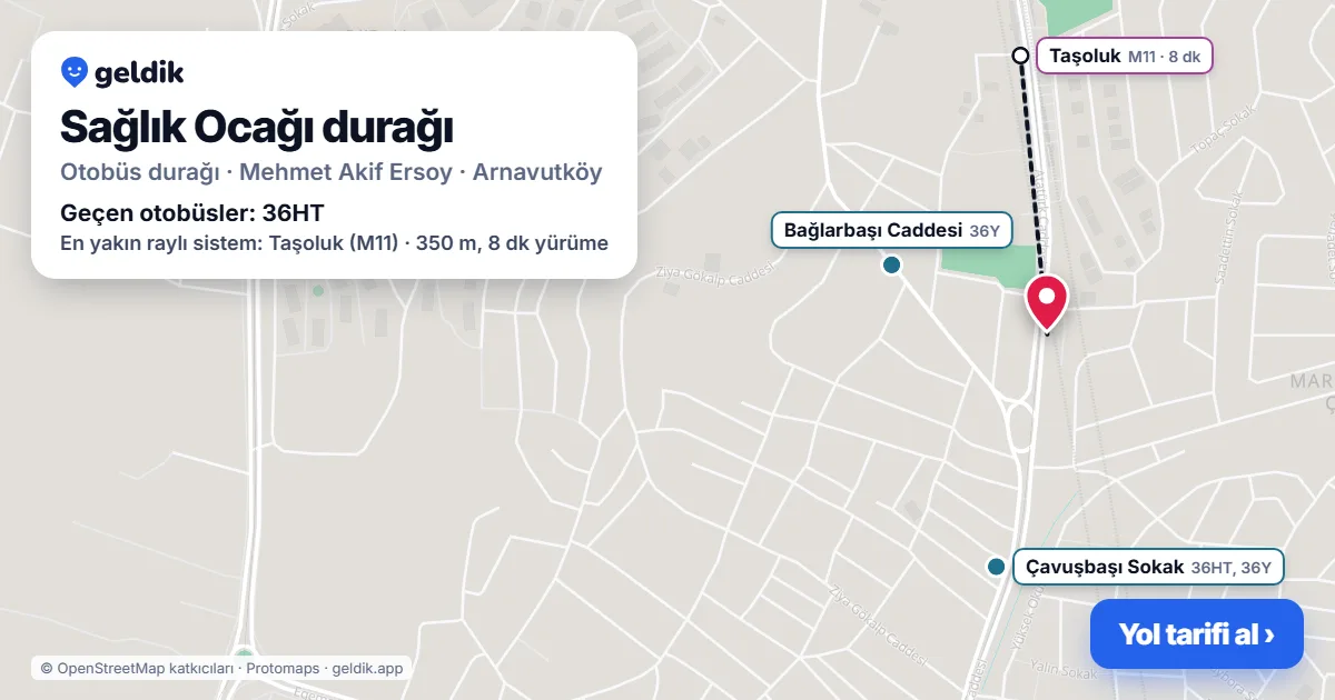 Sağlık Ocağı otobüs durağı haritada: konumu ve yakındaki duraklar
