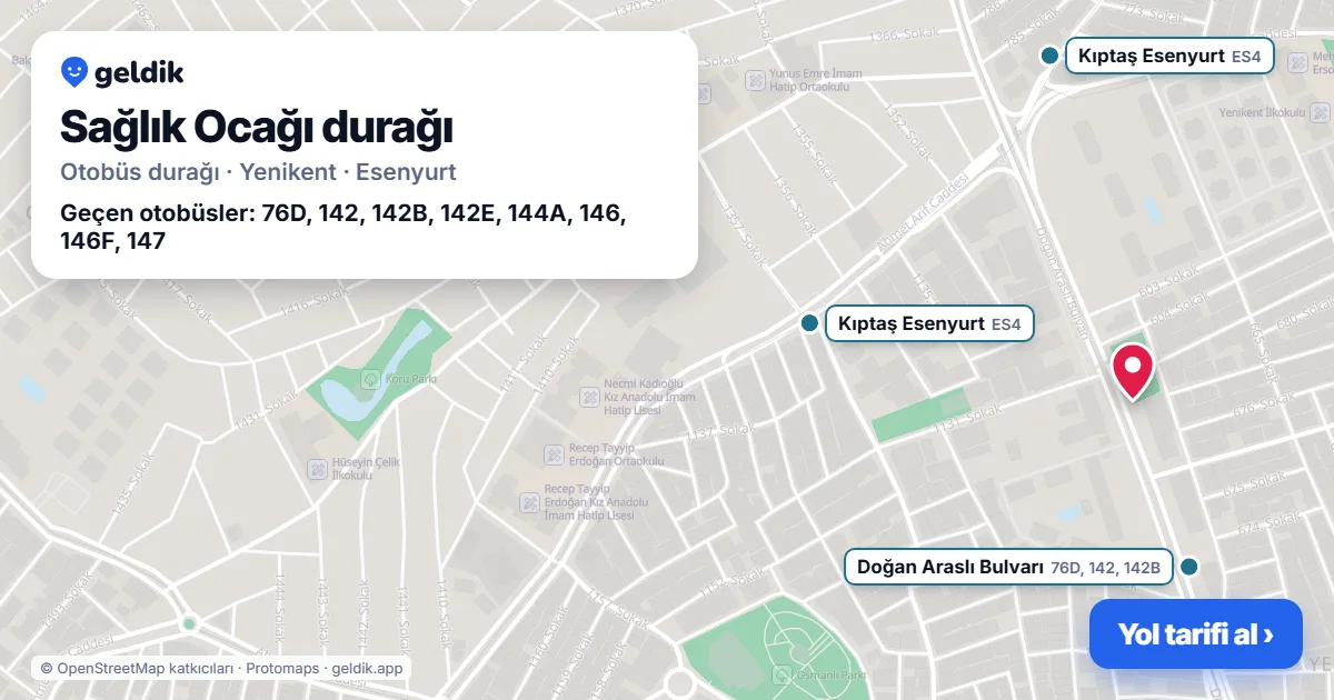 Sağlık Ocağı otobüs durağı haritada: konumu ve yakındaki duraklar