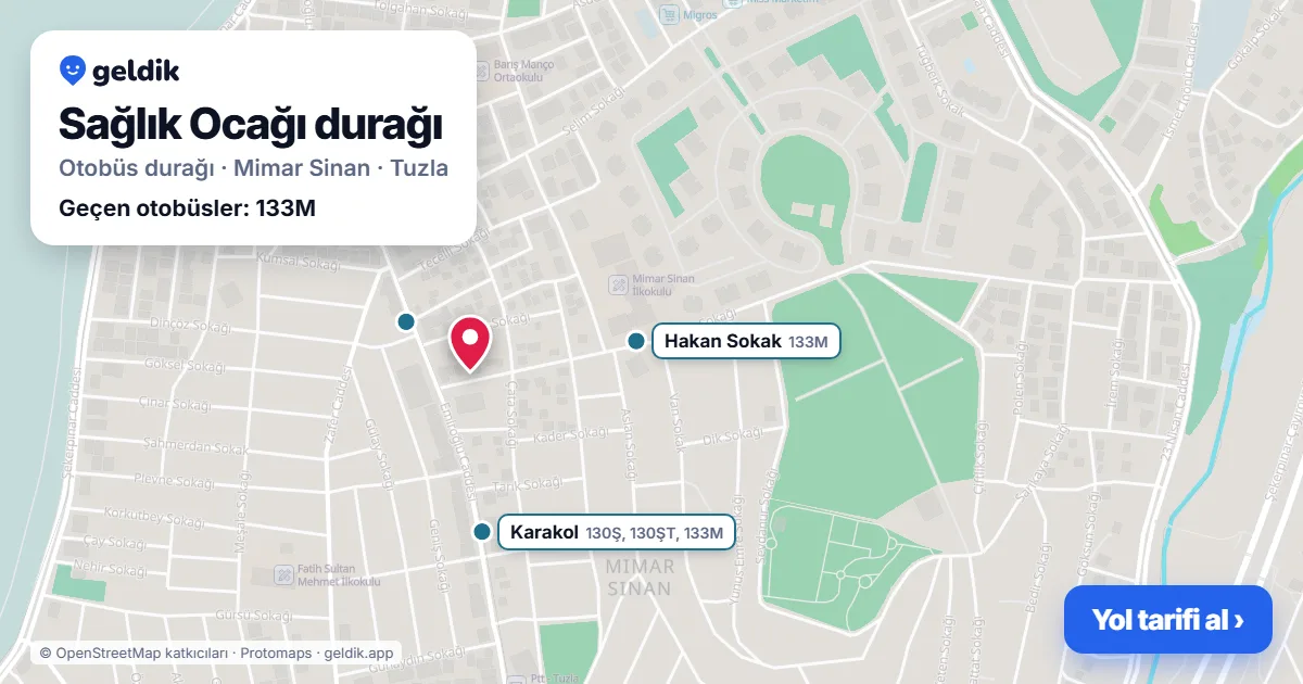 Sağlık Ocağı otobüs durağı haritada: konumu ve yakındaki duraklar