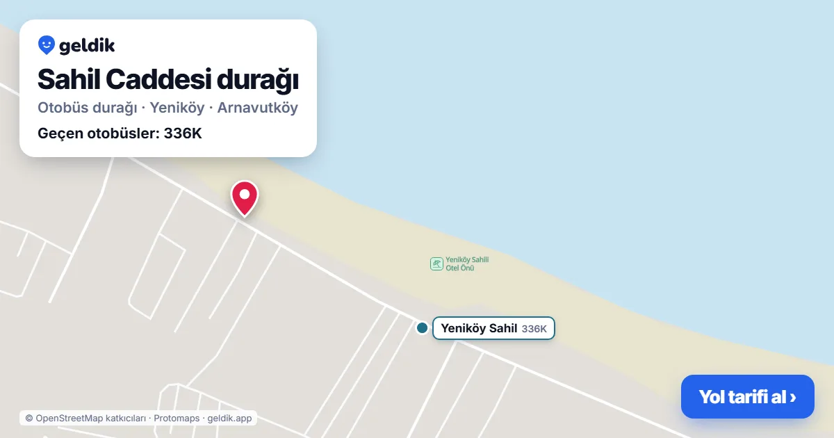 Sahil Caddesi otobüs durağı haritada: konumu ve yakındaki duraklar