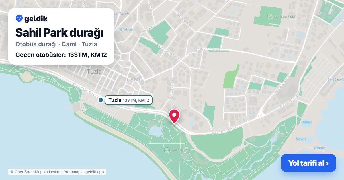 Sahil Park otobüs durağı haritada: konumu ve yakındaki duraklar