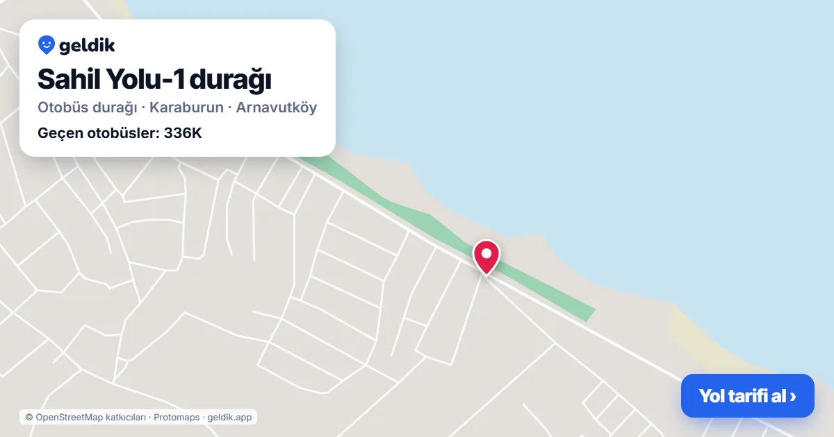 Sahil Yolu-1 otobüs durağı haritada: konumu ve yakındaki duraklar