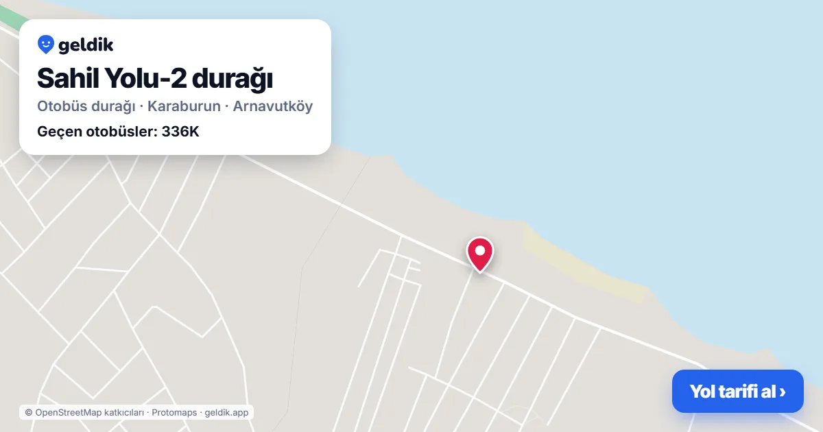 Sahil Yolu-2 otobüs durağı haritada: konumu ve yakındaki duraklar