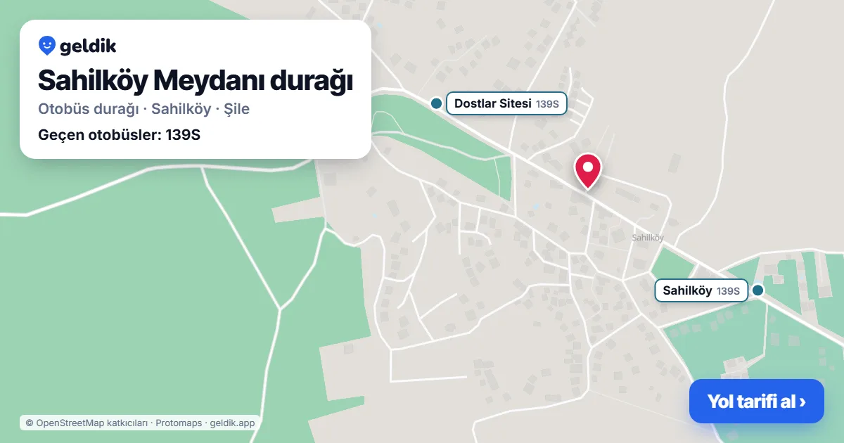 Sahilköy Meydanı otobüs durağı haritada: konumu ve yakındaki duraklar
