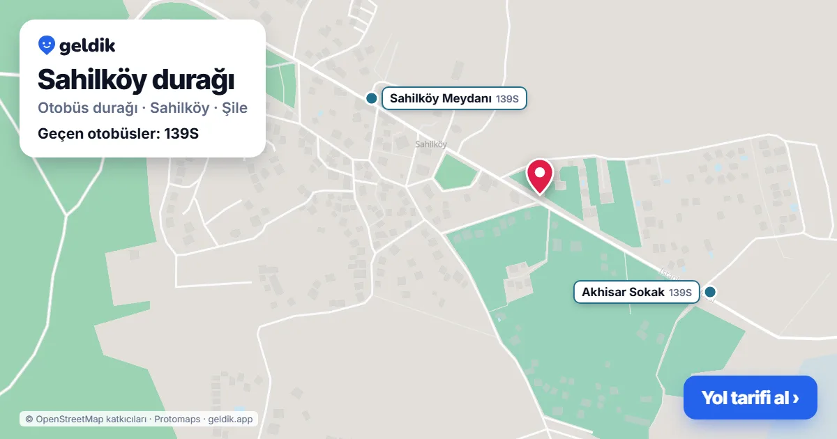 Sahilköy otobüs durağı haritada: konumu ve yakındaki duraklar