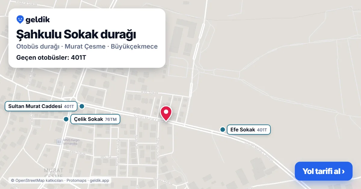 Şahkulu Sokak otobüs durağı haritada: konumu ve yakındaki duraklar