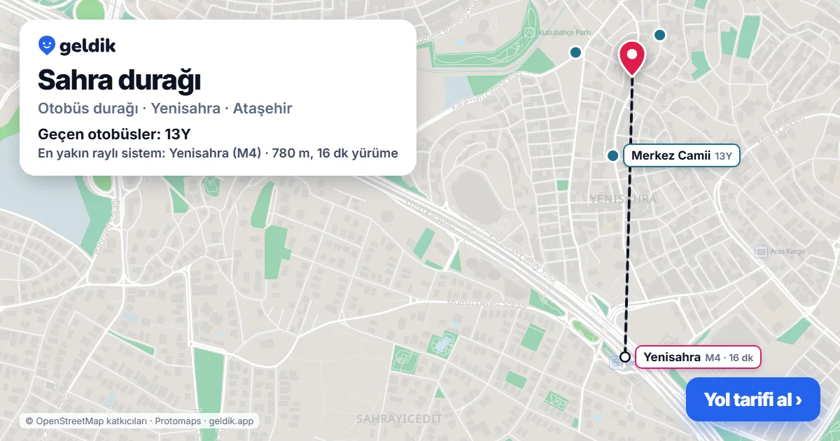 Sahra otobüs durağı haritada: konumu ve yakındaki duraklar