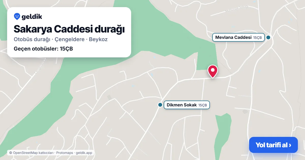 Sakarya Caddesi otobüs durağı haritada: konumu ve yakındaki duraklar