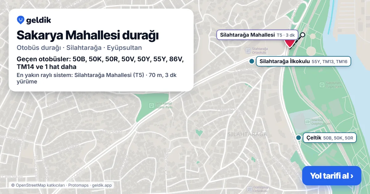 Sakarya Mahallesi otobüs durağı haritada: konumu ve yakındaki duraklar