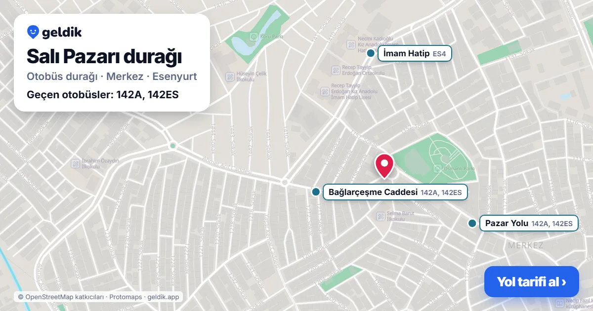 Salı Pazarı otobüs durağı haritada: konumu ve yakındaki duraklar