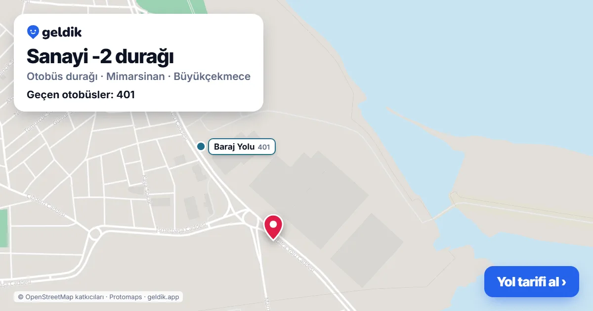 Sanayi -2 otobüs durağı haritada: konumu ve yakındaki duraklar