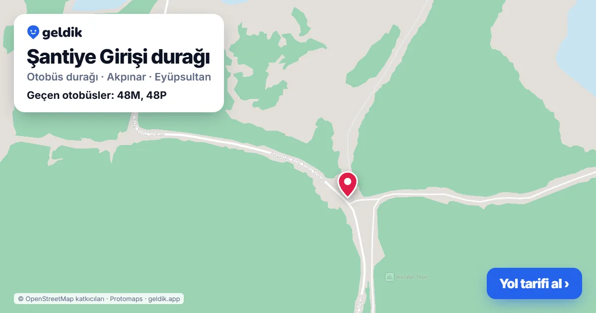 Şantiye Girişi otobüs durağı haritada: konumu ve yakındaki duraklar