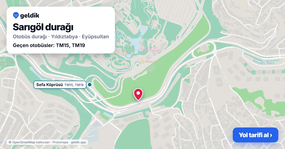 Sarıgöl otobüs durağı haritada: konumu ve yakındaki duraklar