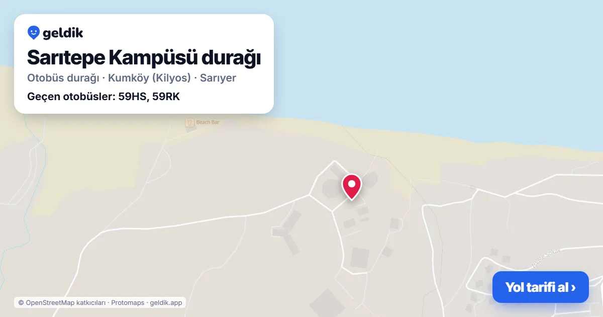 Sarıtepe Kampüsü otobüs durağı haritada: konumu ve yakındaki duraklar