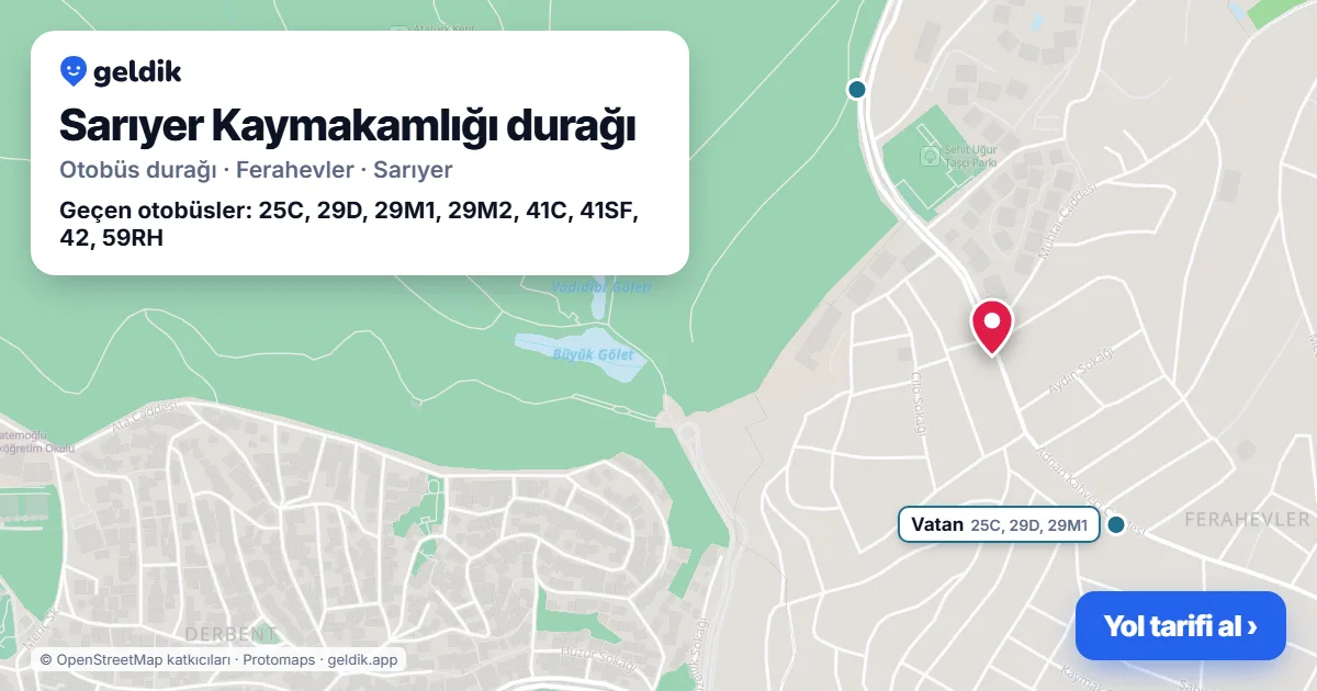 Sarıyer Kaymakamlığı otobüs durağı haritada: konumu ve yakındaki duraklar