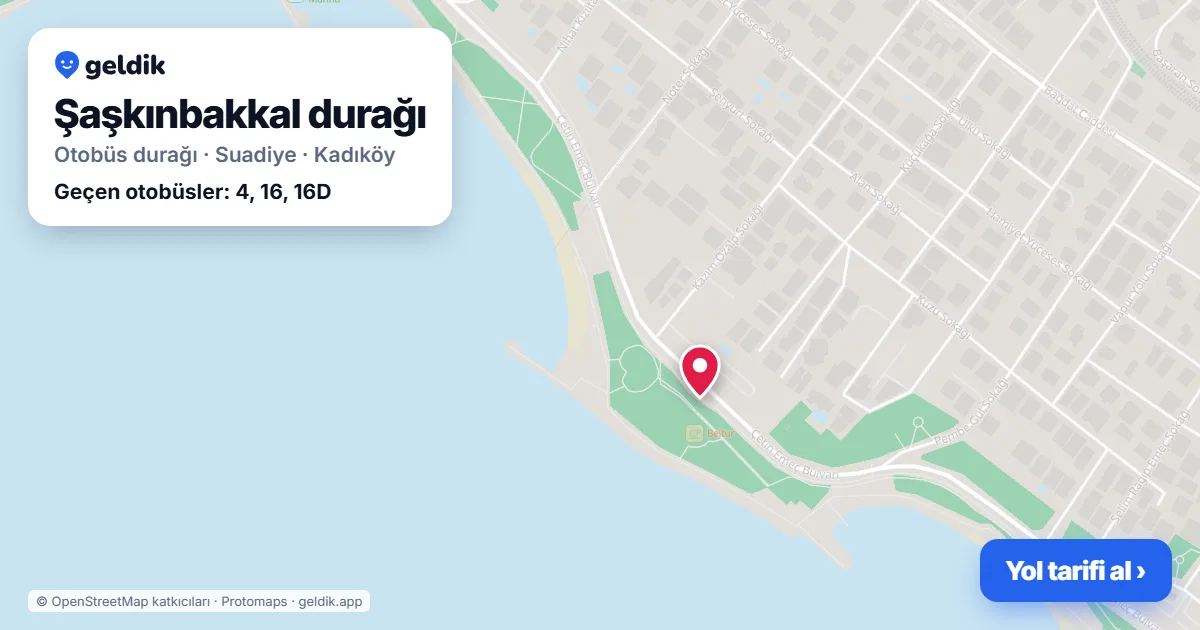 Şaşkınbakkal otobüs durağı haritada: konumu ve yakındaki duraklar